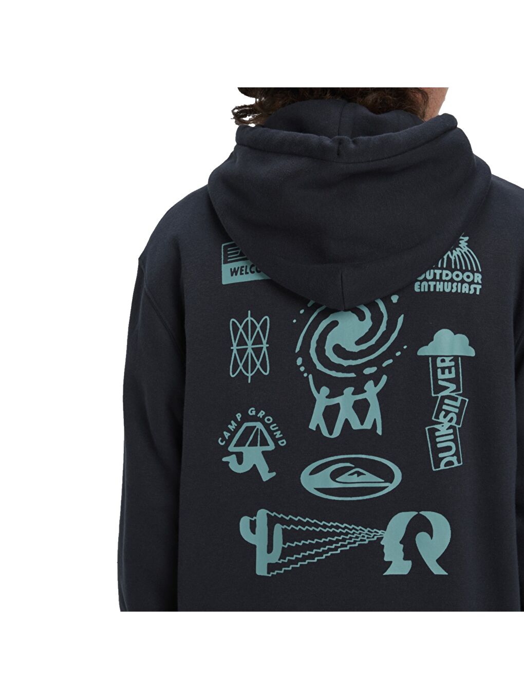 Salt Water Graphic Hoodie Erkek Siyah Kapüşonlu Sweatshirt-5