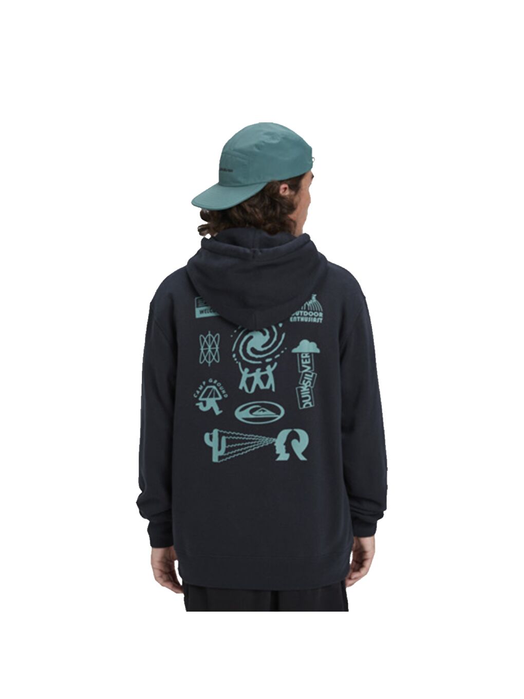 Salt Water Graphic Hoodie Erkek Siyah Kapüşonlu Sweatshirt-6