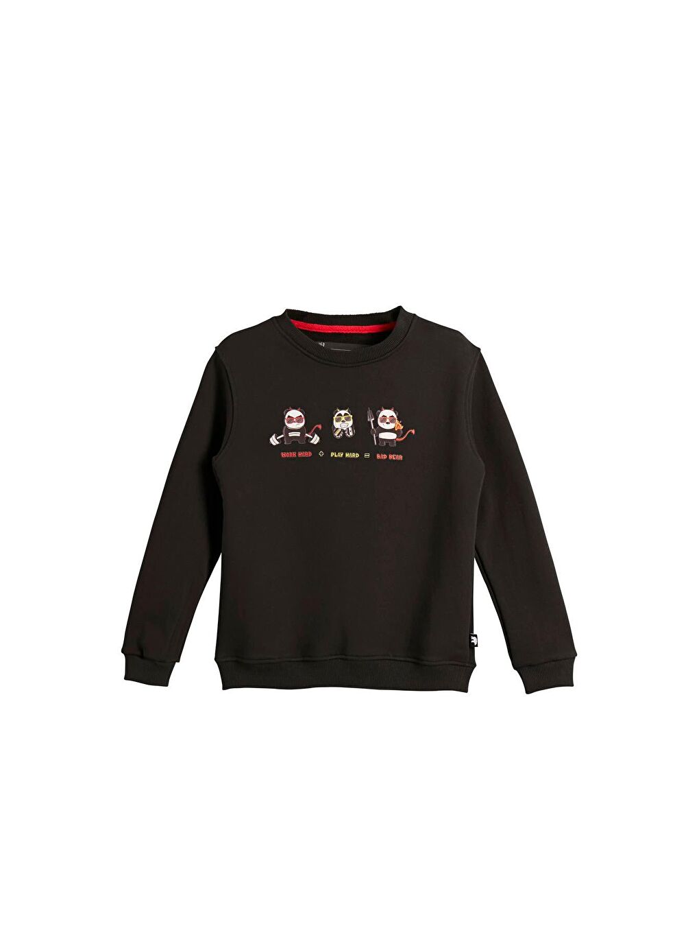 Bad Bear Siyah Play Hard Crewneck Kids Siyah Baskılı Çocuk Sweatshirt