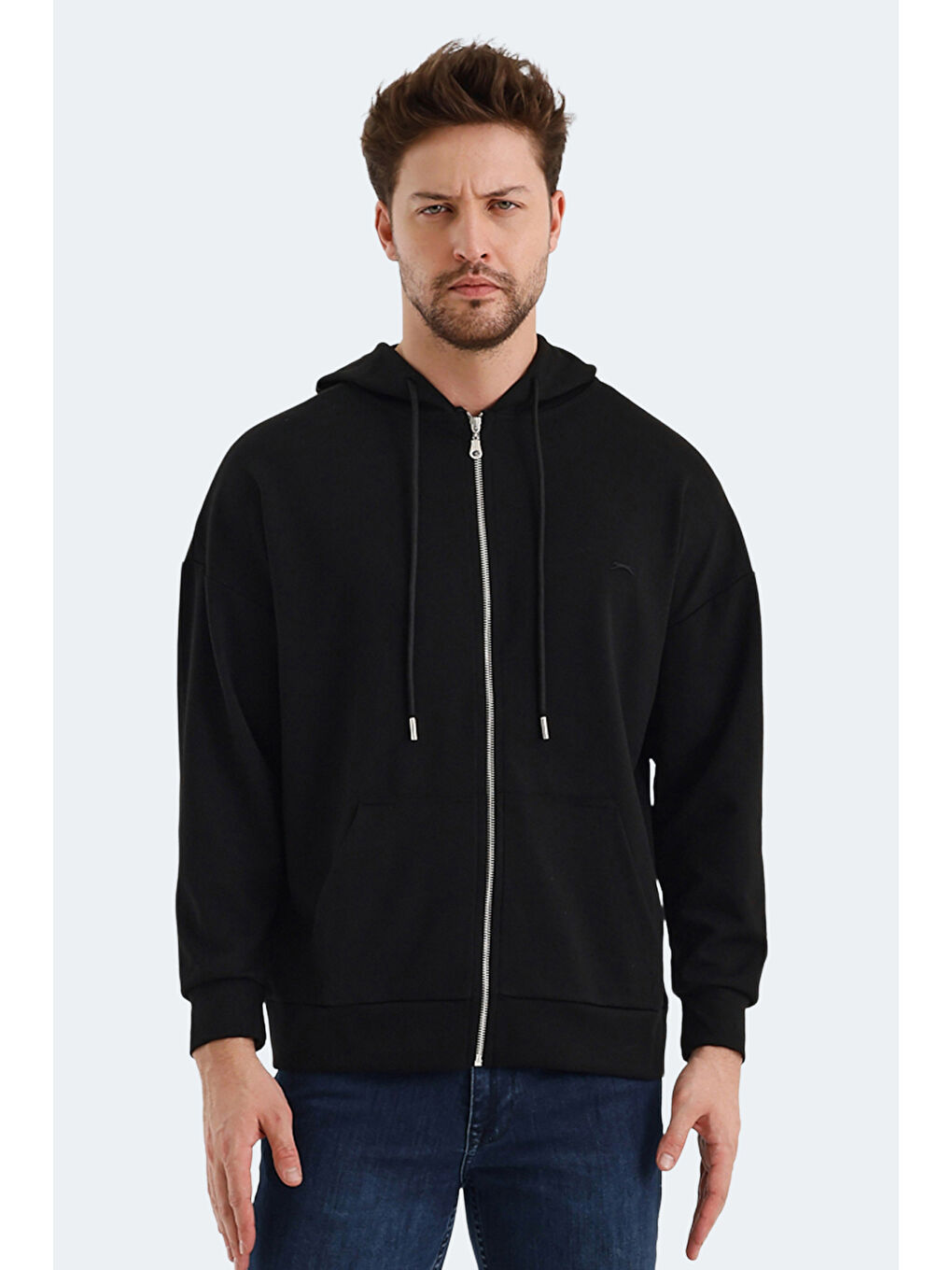 SLAZENGER VALTER Erkek Fermuarlı Sweatshirt Siyah