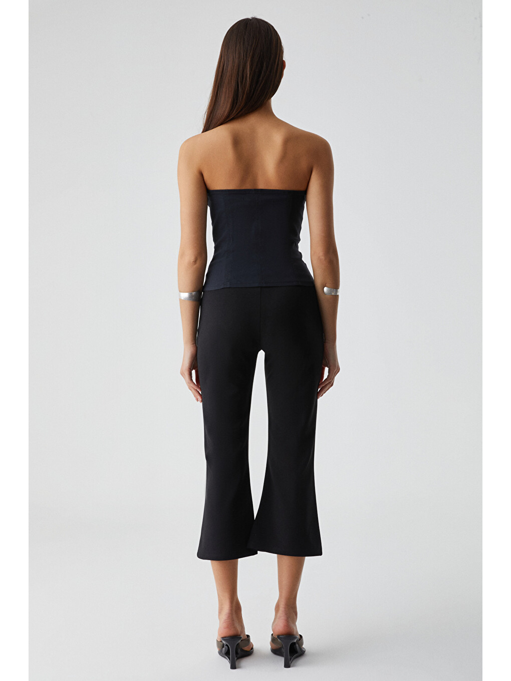 Gresas Kadın Yakasız Kolsuz Slim Kısa Siyah Büstiyer-7