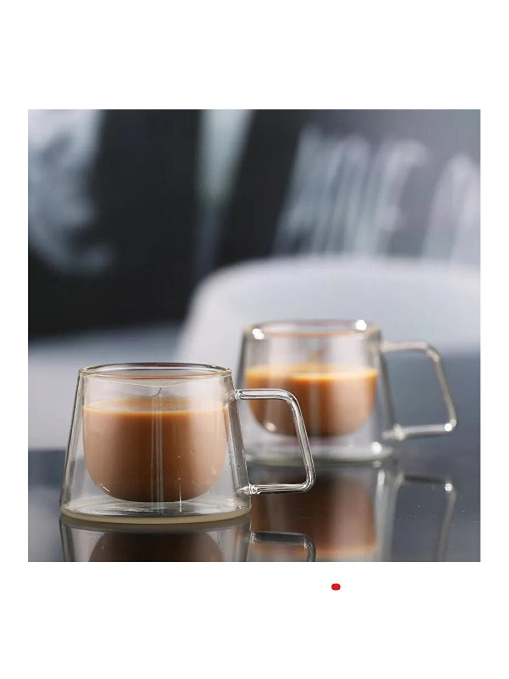 Renksiz Neskafe Ekspresso Fincanı Çift Cidarlı Kulplu Cam Fincan 3 Adet 1836-5