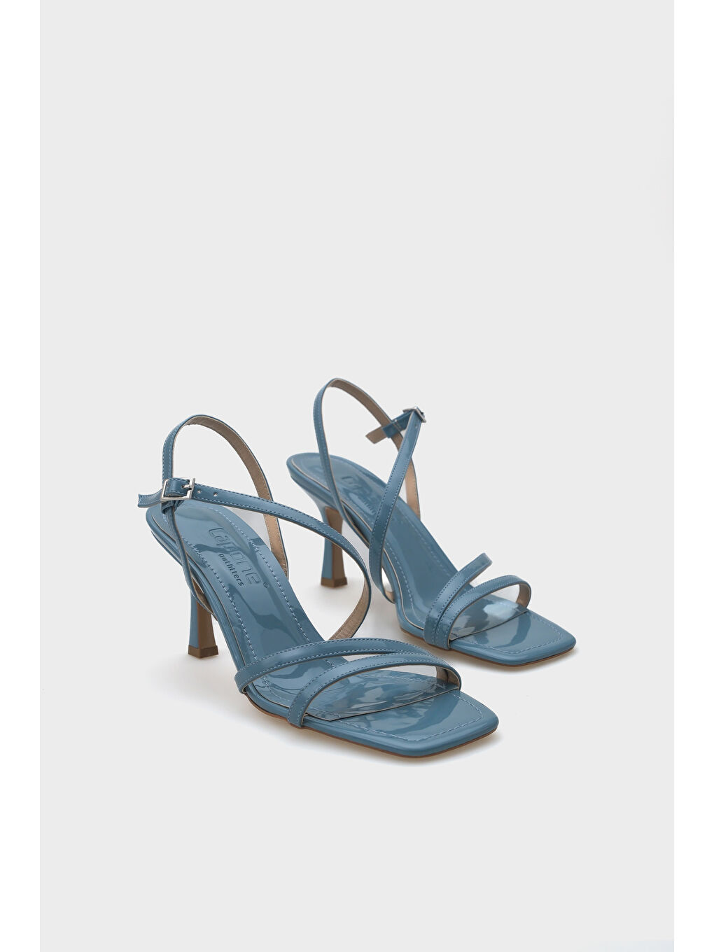 Turkuaz Dacy Bantlı Orta Topuklu Kadın Sandalet-1