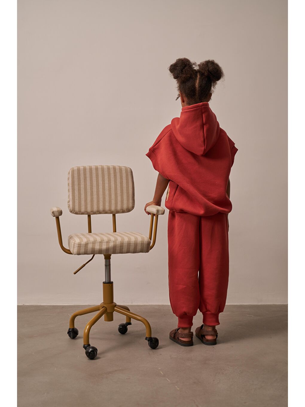 Turuncu Kiremit Nakışlı Cepli Hoodie Takım-2