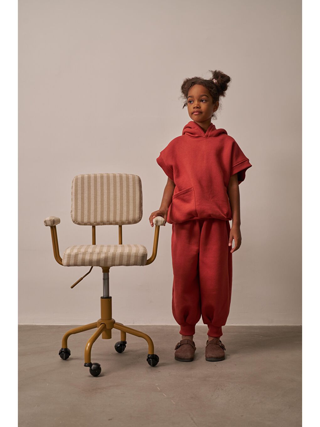 Turuncu Kiremit Nakışlı Cepli Hoodie Takım-3