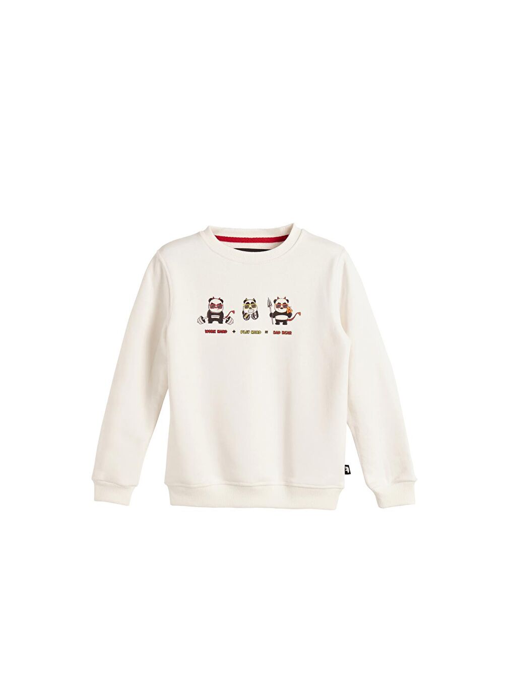 Bad Bear Beyaz Play Hard Crewneck Kids Off-White Beyaz Baskılı Çocuk Sweatshirt