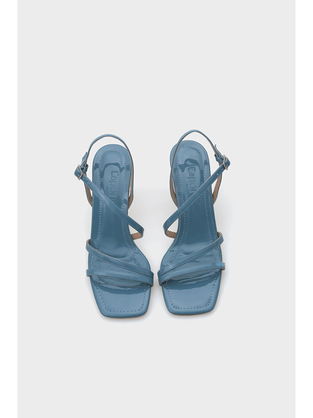 Turkuaz Dacy Bantlı Orta Topuklu Kadın Sandalet-4