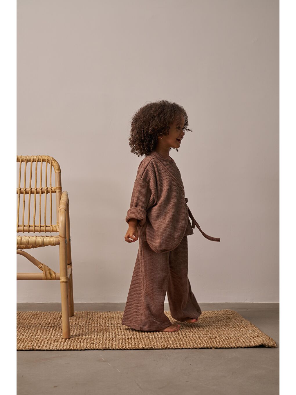 Kahverengi Waffle Bağlamalı Takım-1