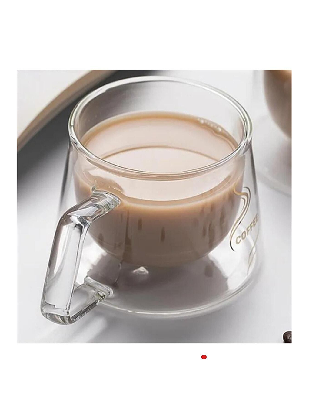 Renksiz Neskafe Ekspresso Fincanı Çift Cidarlı Kulplu Cam Fincan 3 Adet 1836-6