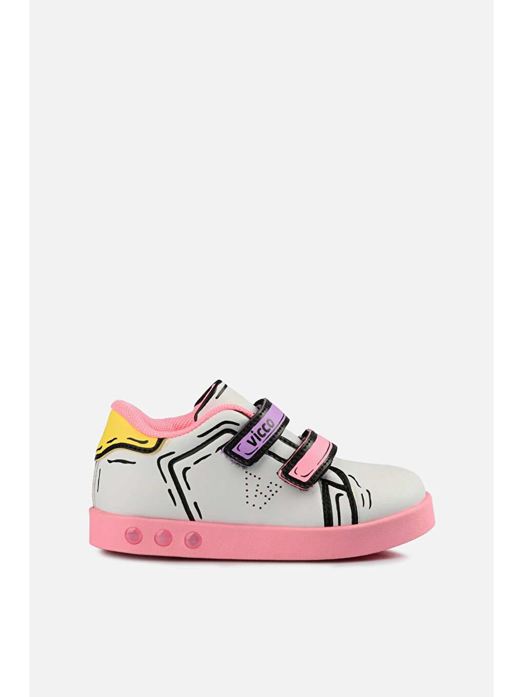 Picasso Işıklı Kız Bebek Beyaz/Pembe Sneaker