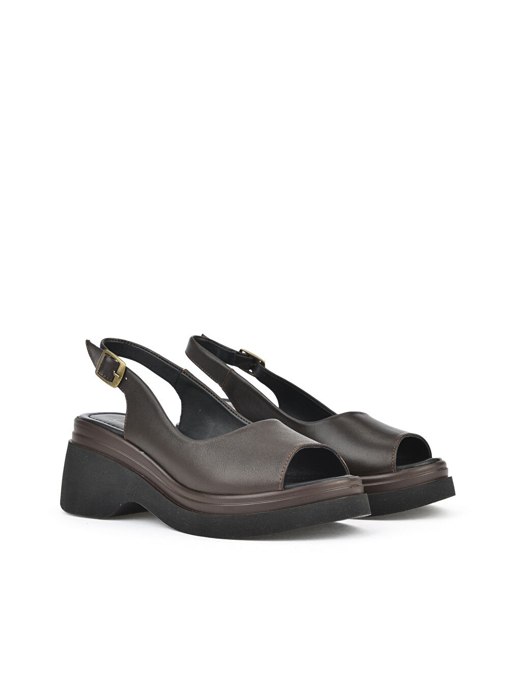 Kahverengi Kadın Hakiki Deri Topuklu Sandalet 151992Z64003 Kahve-1