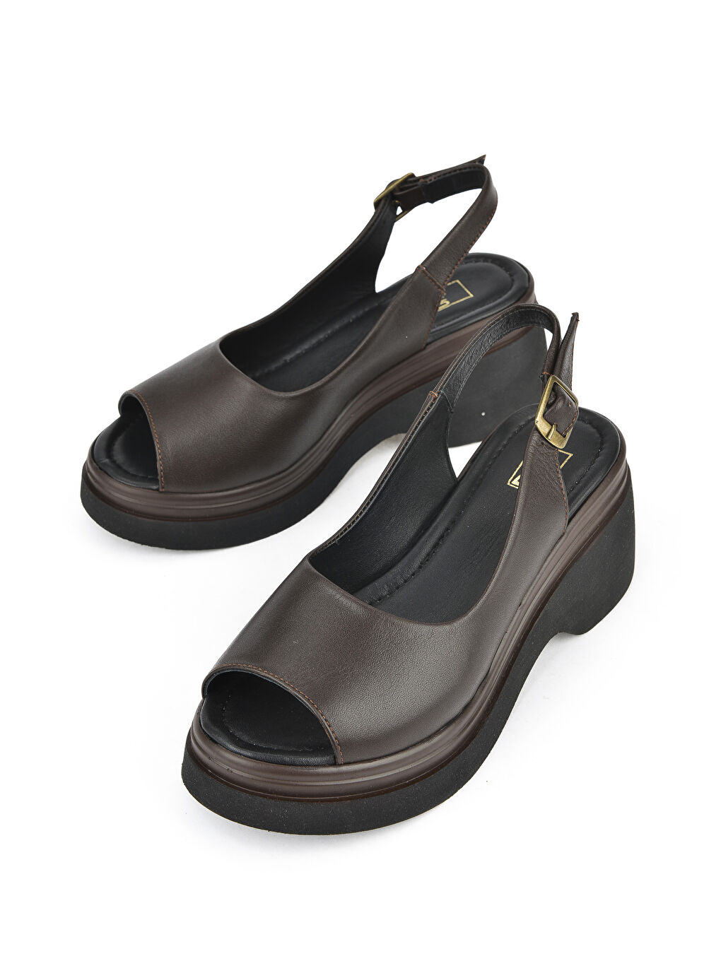 Kahverengi Kadın Hakiki Deri Topuklu Sandalet 151992Z64003 Kahve-4