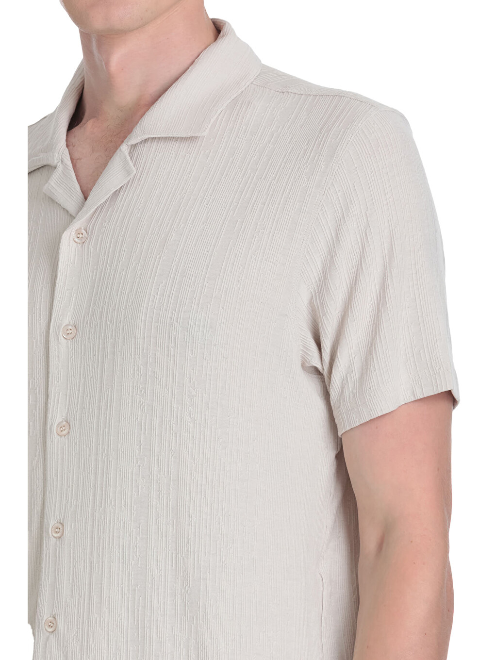 Bej Taş Regular Fit Apaş Yaka Gömlek-3