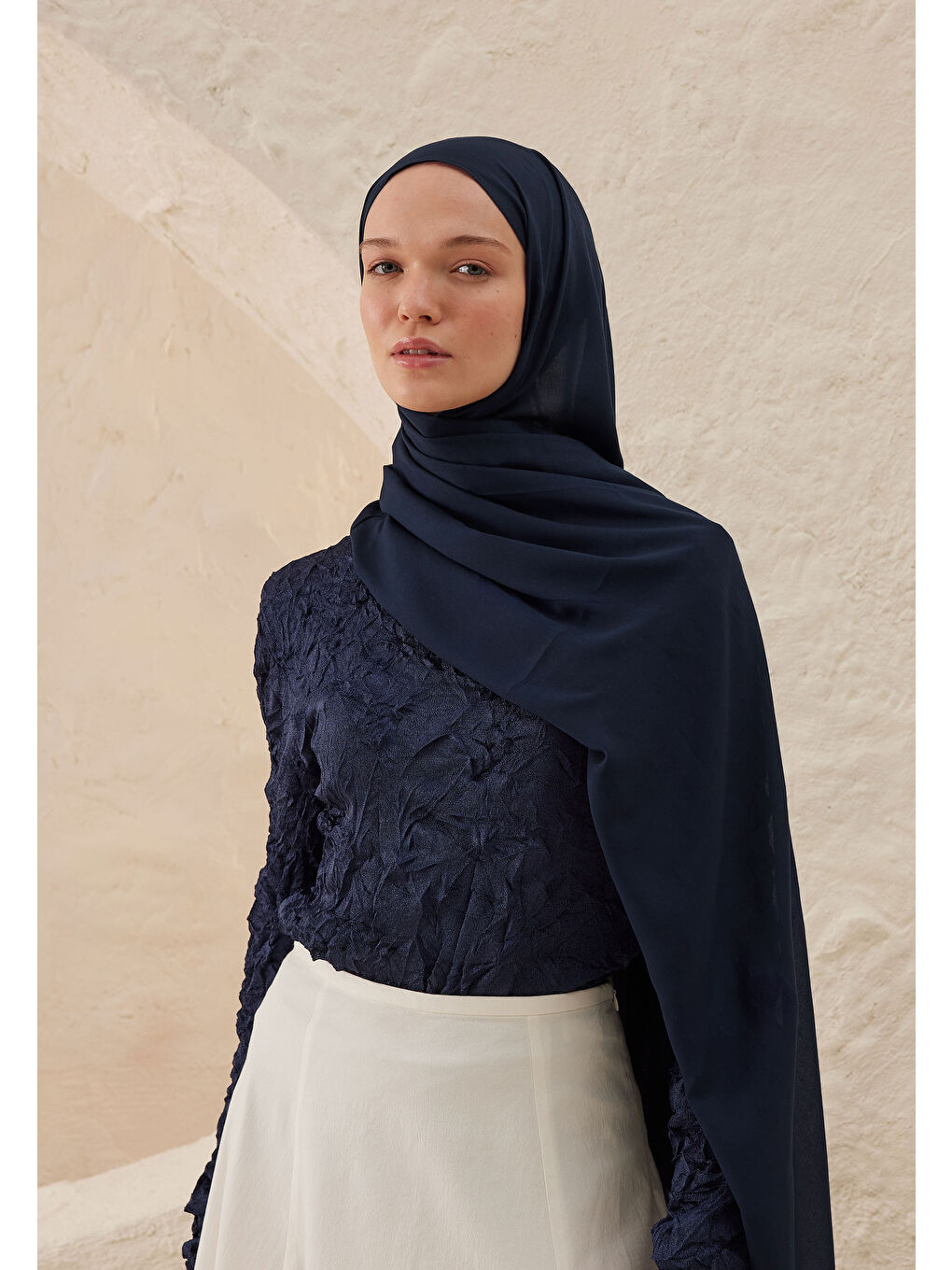 Rami Viskon Şal Gece Mavisi-1