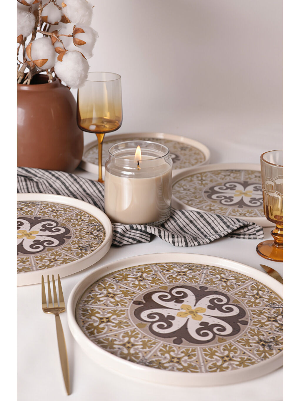 Karışık Timeless Brown Stackable Servis Tabağı 27 Cm 4 Adet-1