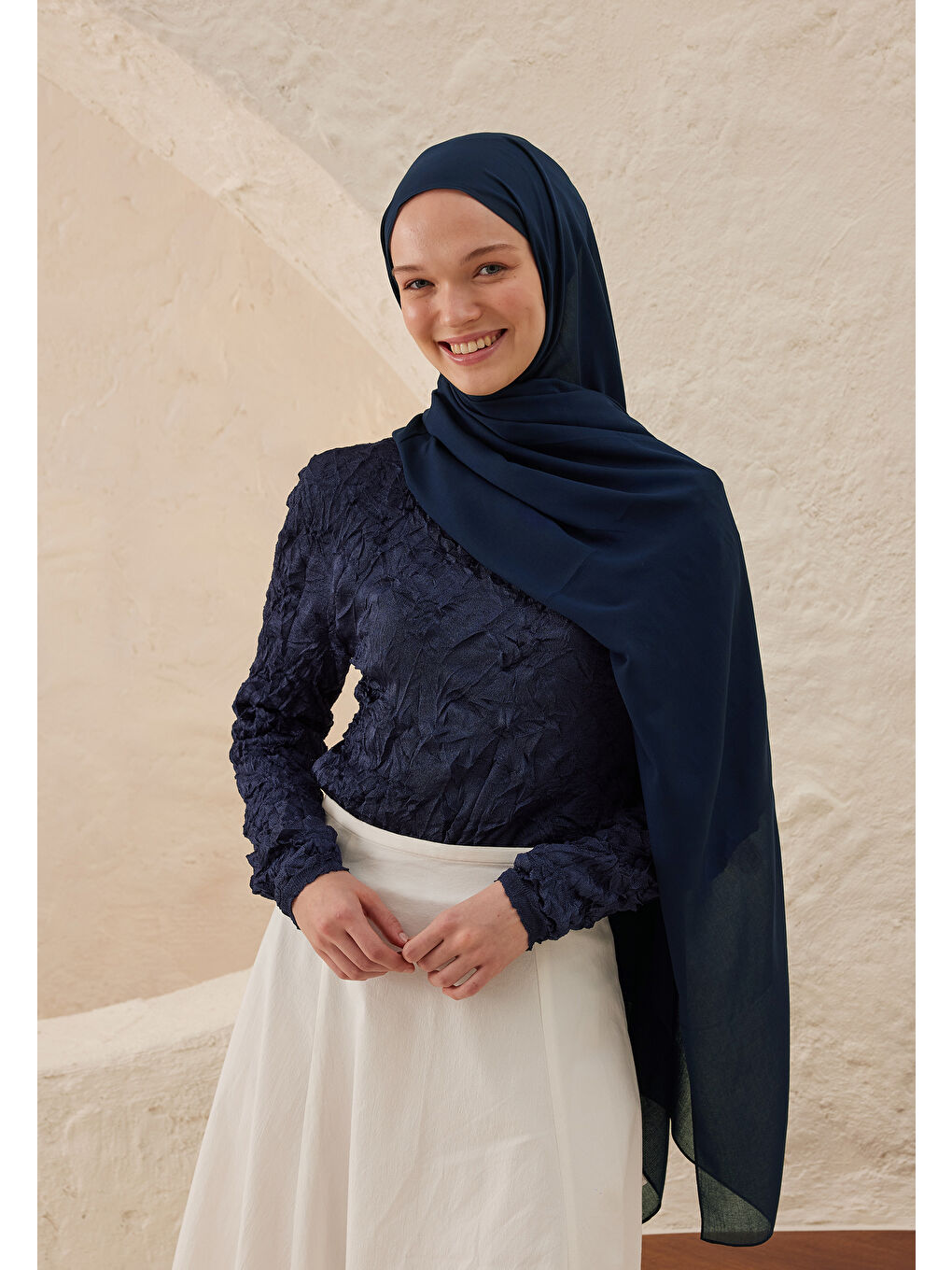 Rami Viskon Şal Gece Mavisi-2