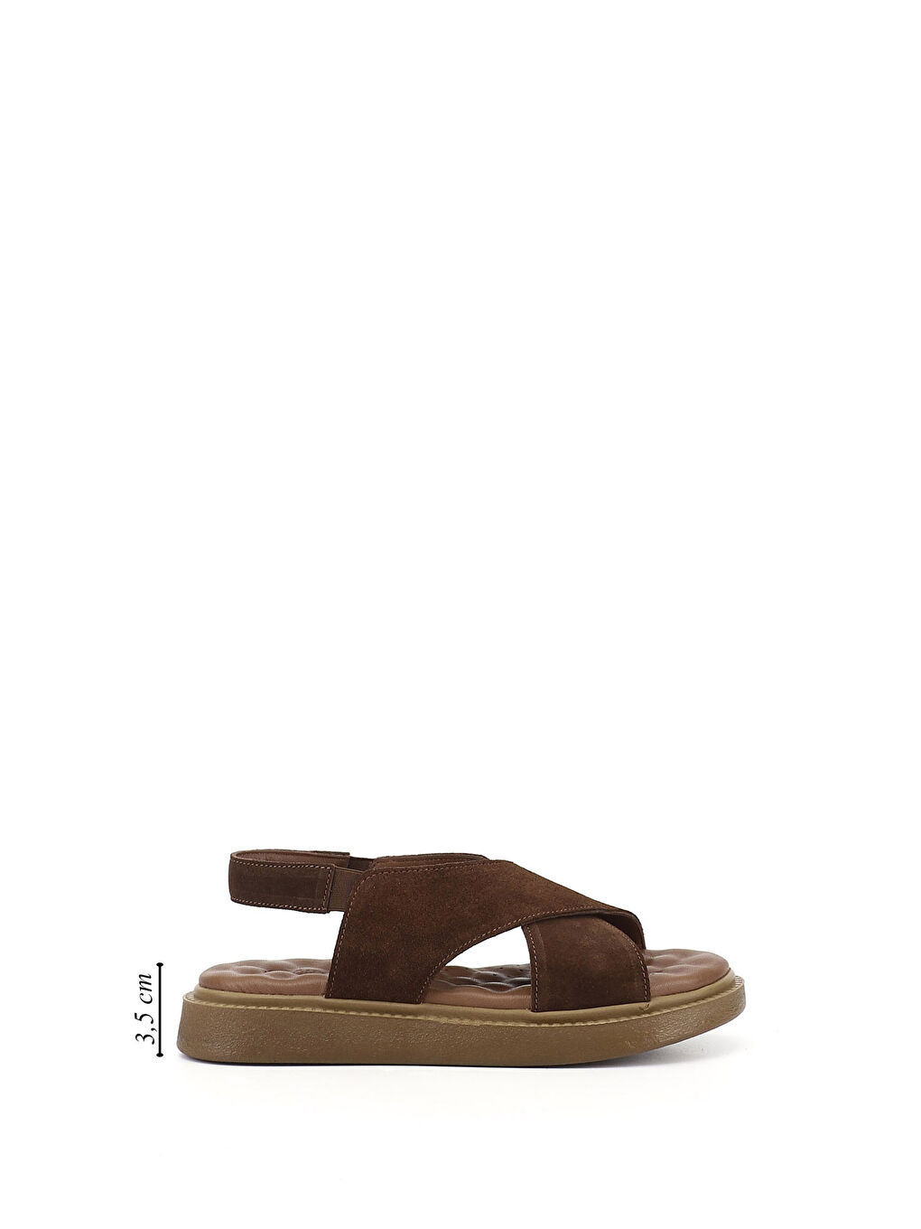 Kahverengi Kadın AÇIK KAHVERENGİ Çapraz Bantlı Dolgu Taban Hakiki Deri Comfort Sandalet-1