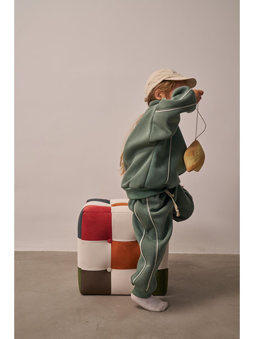 Haki Nefti Biyeli Fermuarlı Eşofman Takım-3