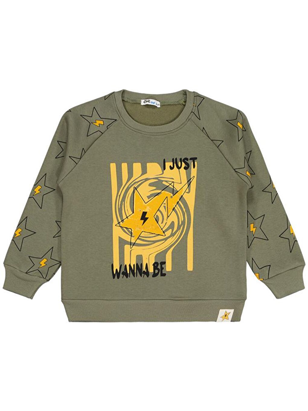 Haki Boys Wanna Be Yıldız Baskılı 6-9 Yaş Sweatshirt