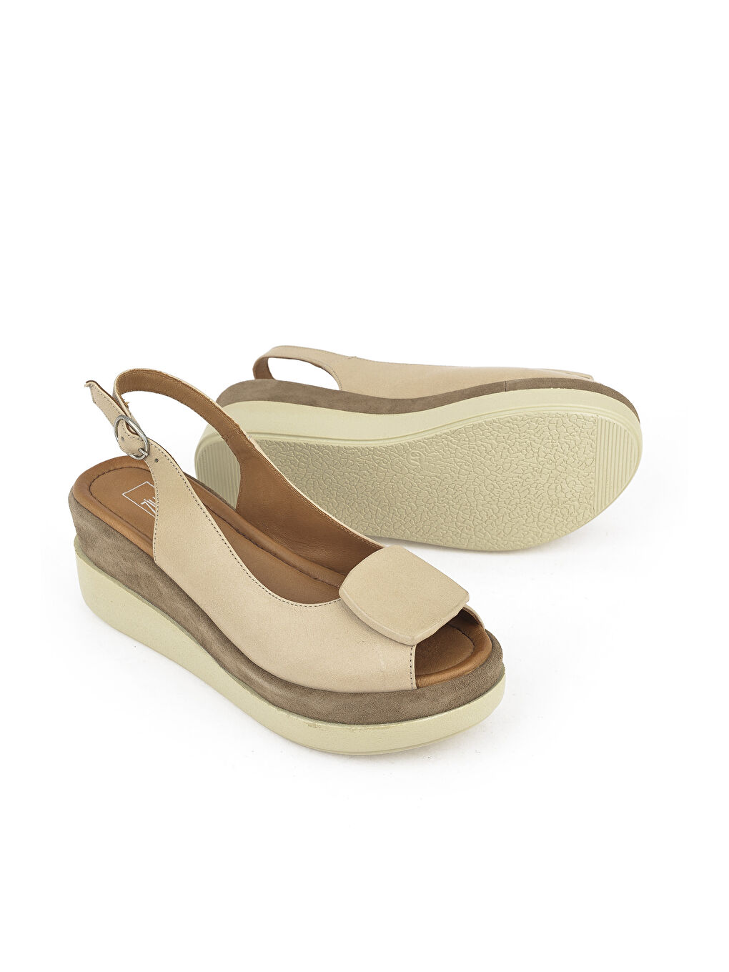 Kadın Hakiki Deri Topuklu Sandalet 151992Z21010S Bej-3