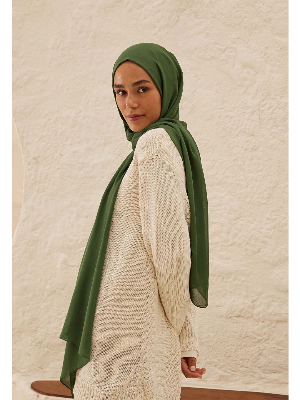 Bej Rami Viskon Şal Zümrüt-1