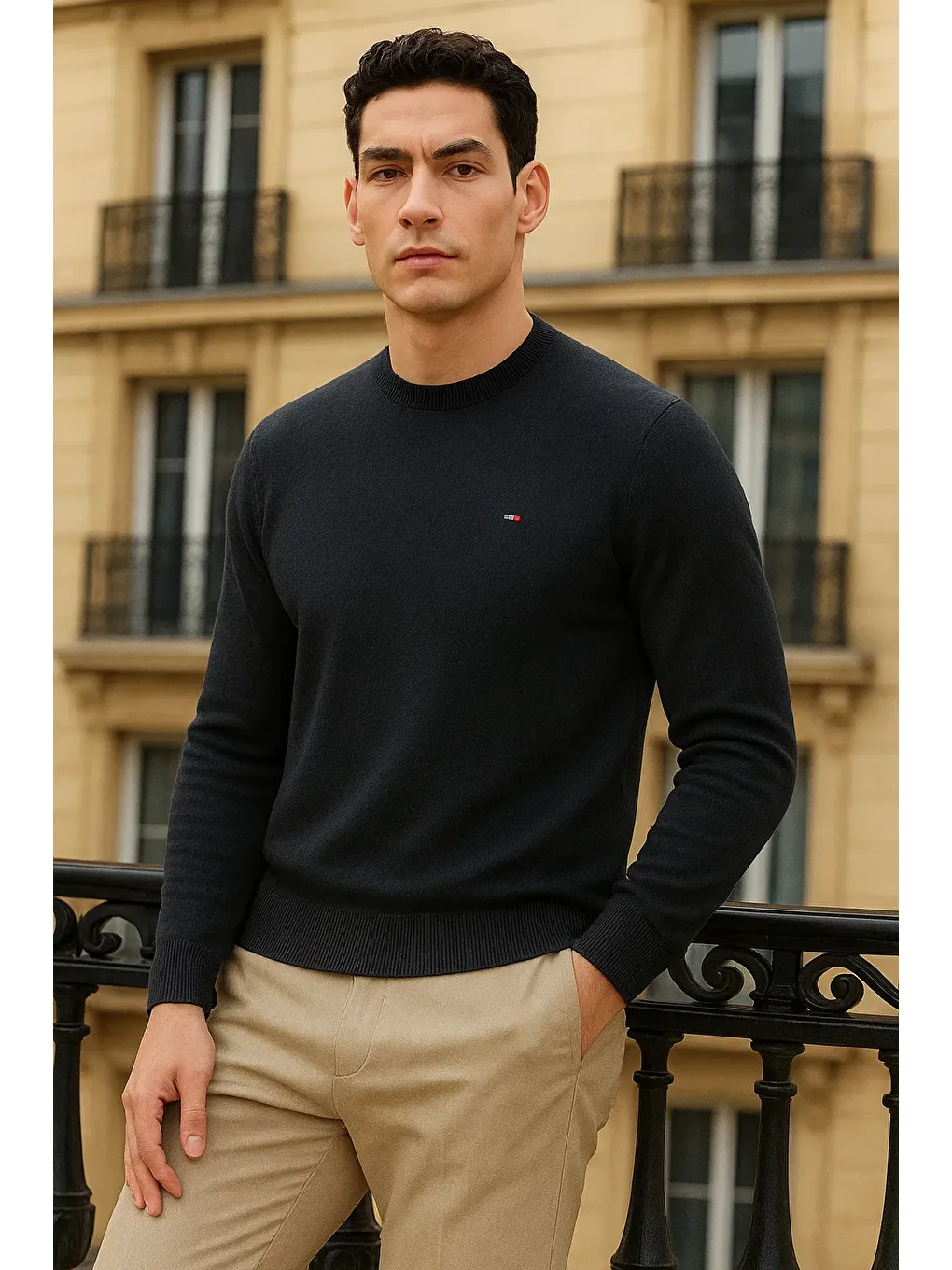 Gri Erkek Kışlık Günlük Bisiklet Yaka Füme Kazak-2