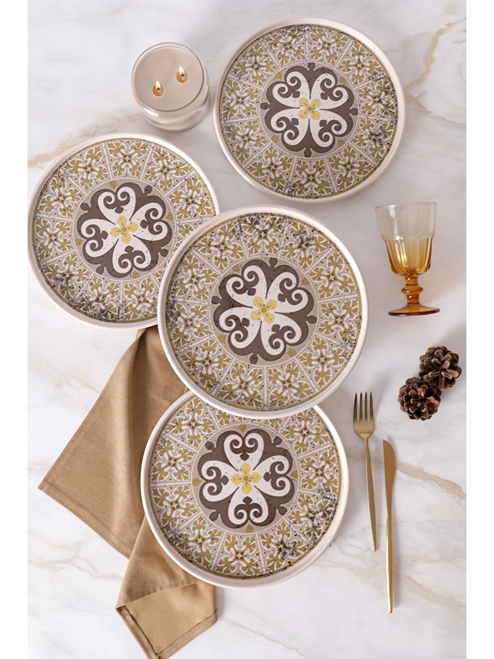 Karışık Timeless Brown Stackable Servis Tabağı 27 Cm 4 Adet-3