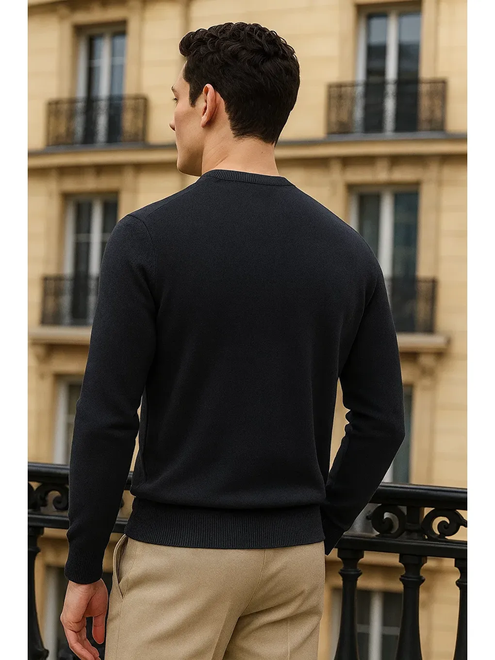 Gri Erkek Kışlık Günlük Bisiklet Yaka Füme Kazak-5