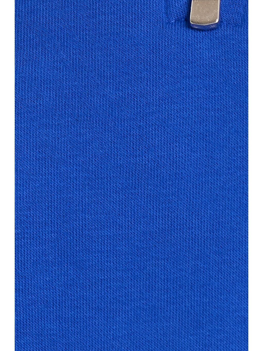 Kadın Relax Fit Rahat Kesim Pamuklu İçi Polarlı Yarım Fermuarlı Sax Mavi Dik Yaka Sweatshirt-5