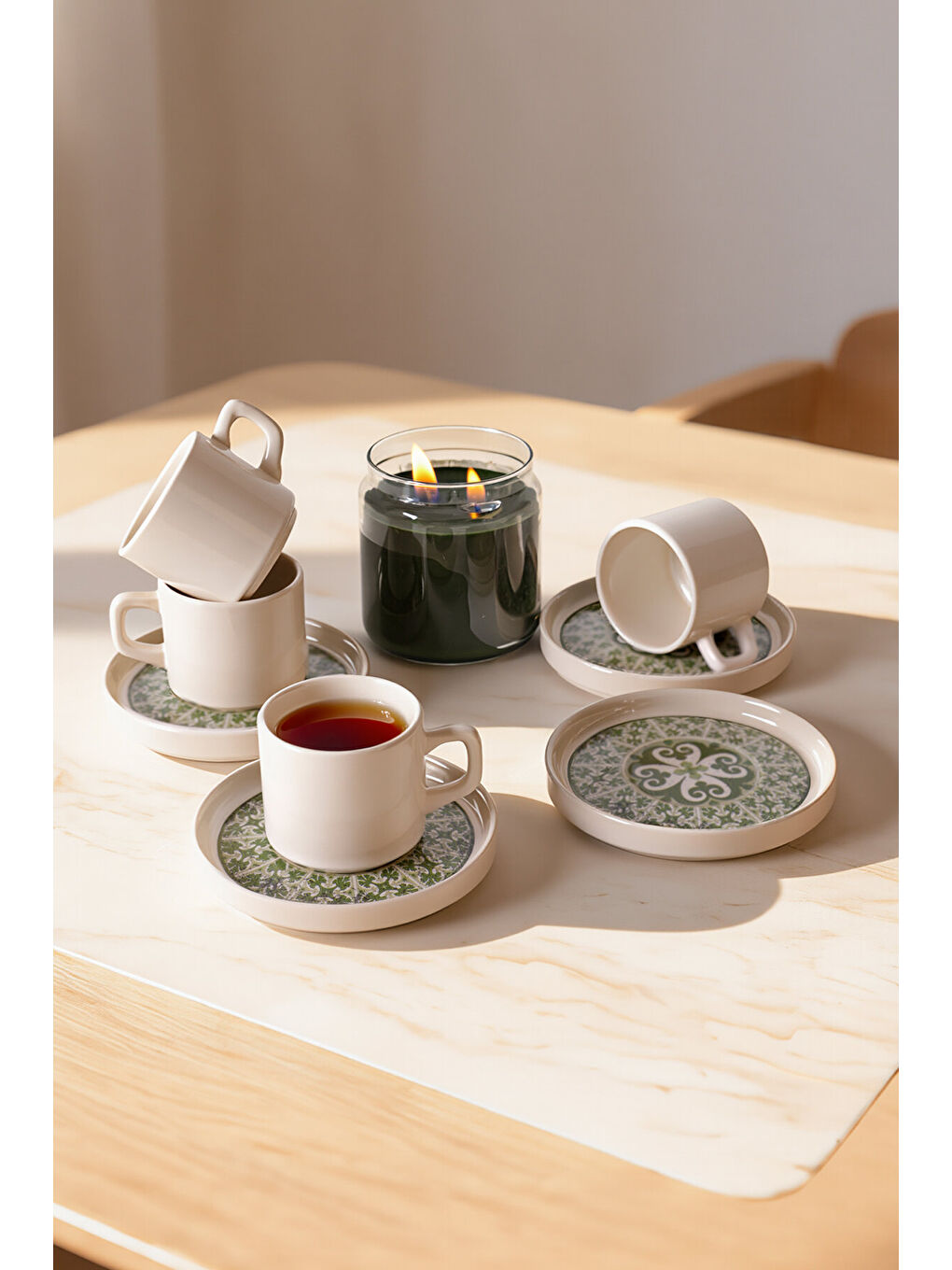 Karışık Timeless Green Stackable Çay Takımı 8 Parça 4 Kişilik-1