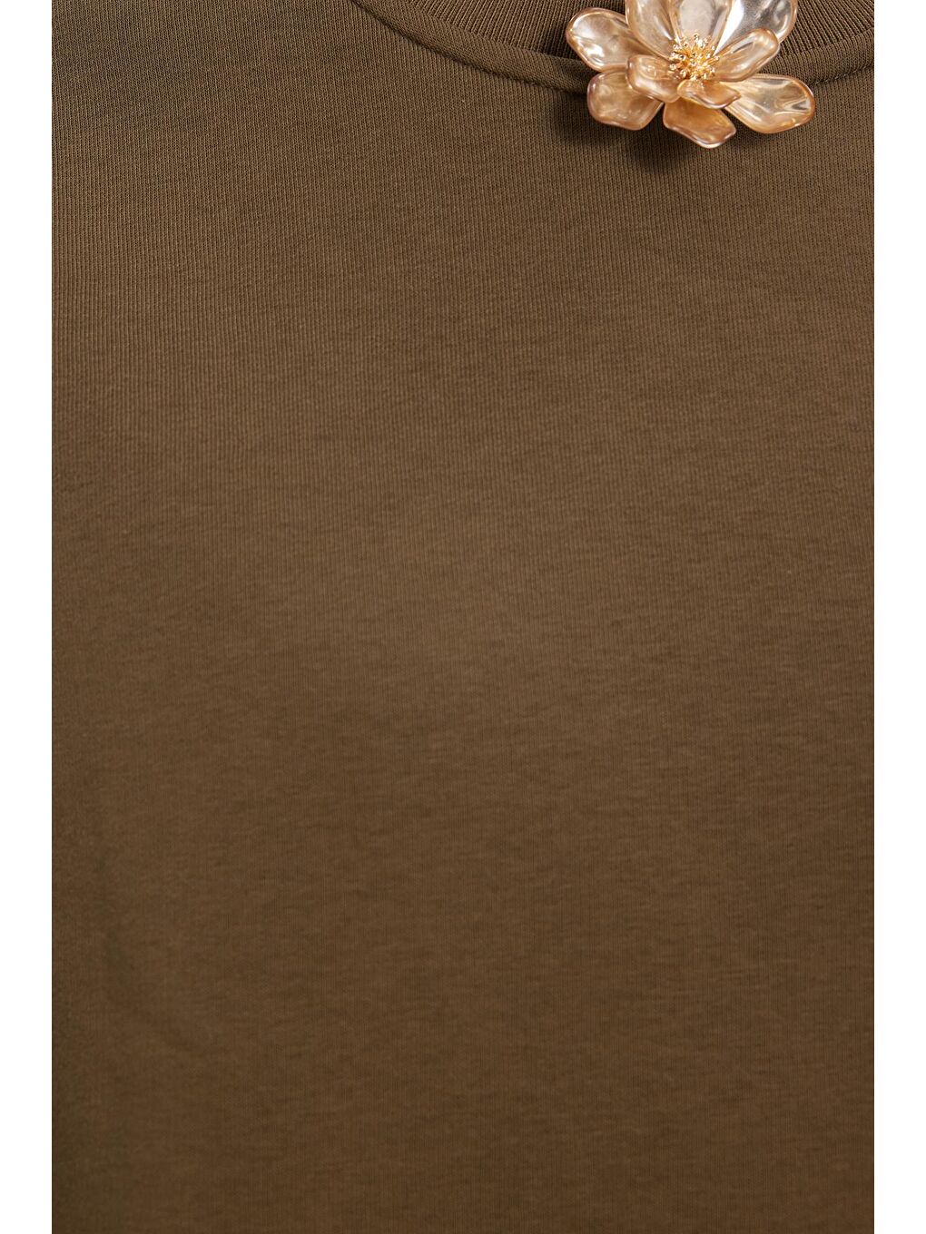 Kadın Oversize Geniş Kesim Pamuklu 3 İplik İçi Polarlı Basic Yeşil Bisiklet Yaka Sweatshirt-5