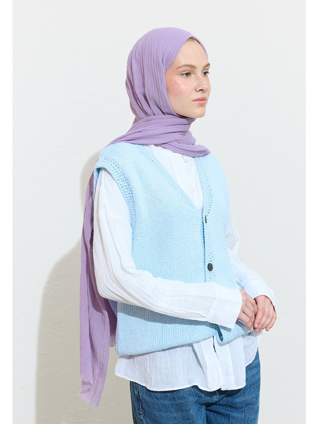 Pembe Pamuklu Keten Şal Taro Bubble Tea-1