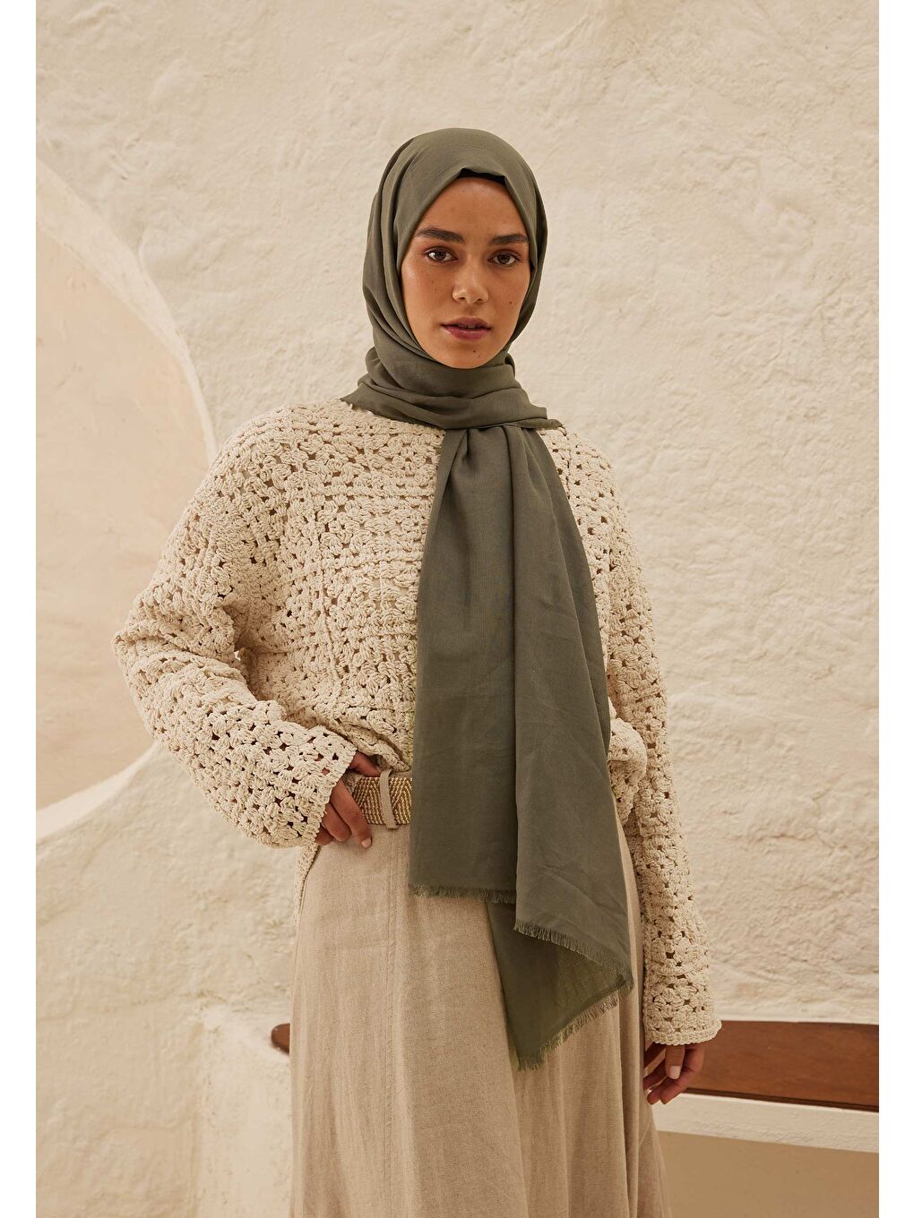 İnce Pamuk Vual Şal Tozlu Gri-1