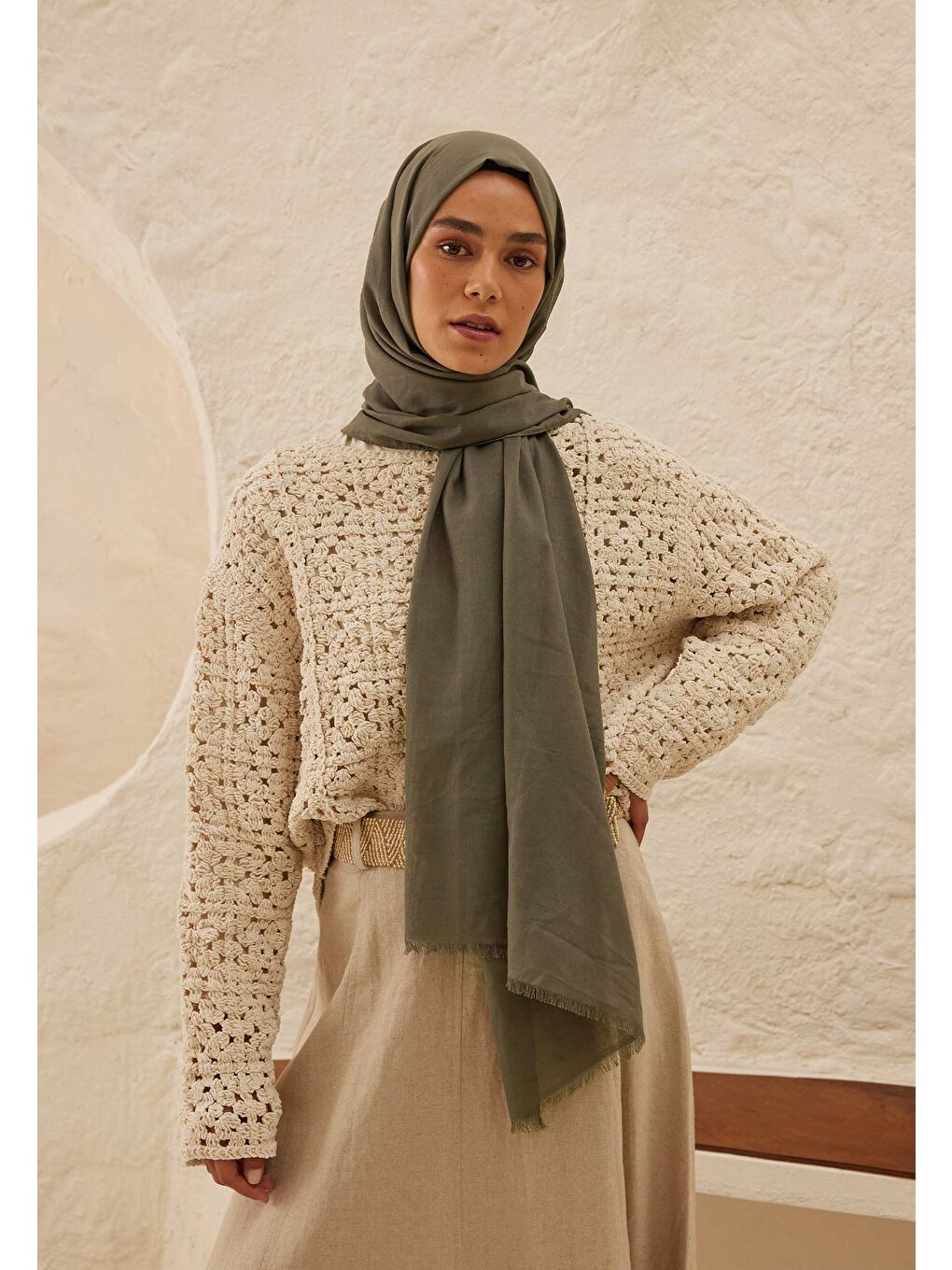 İnce Pamuk Vual Şal Tozlu Gri-2