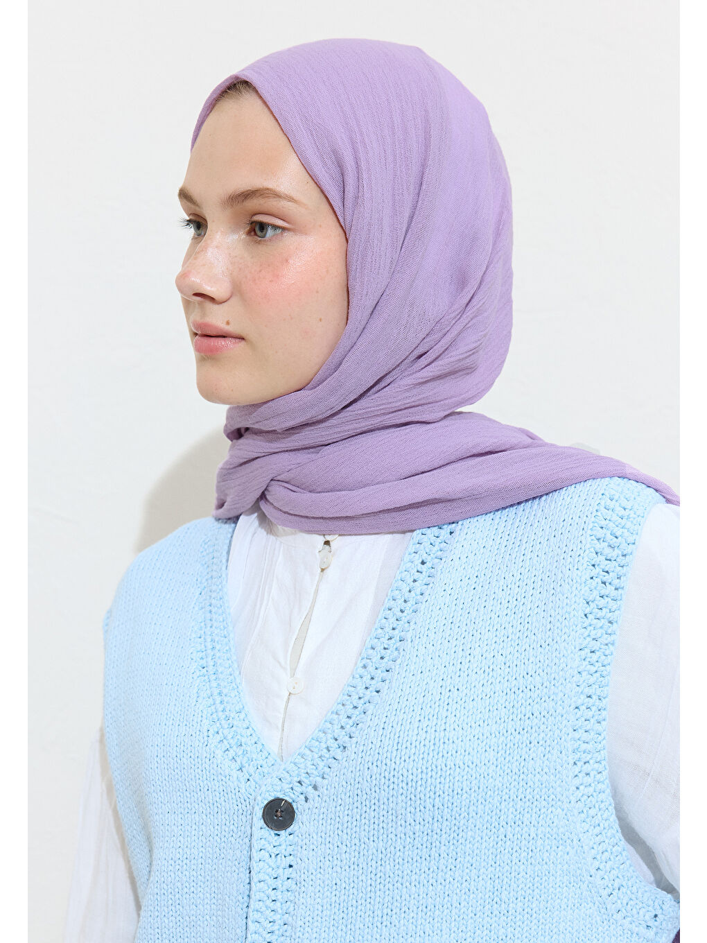 Pembe Pamuklu Keten Şal Taro Bubble Tea-2