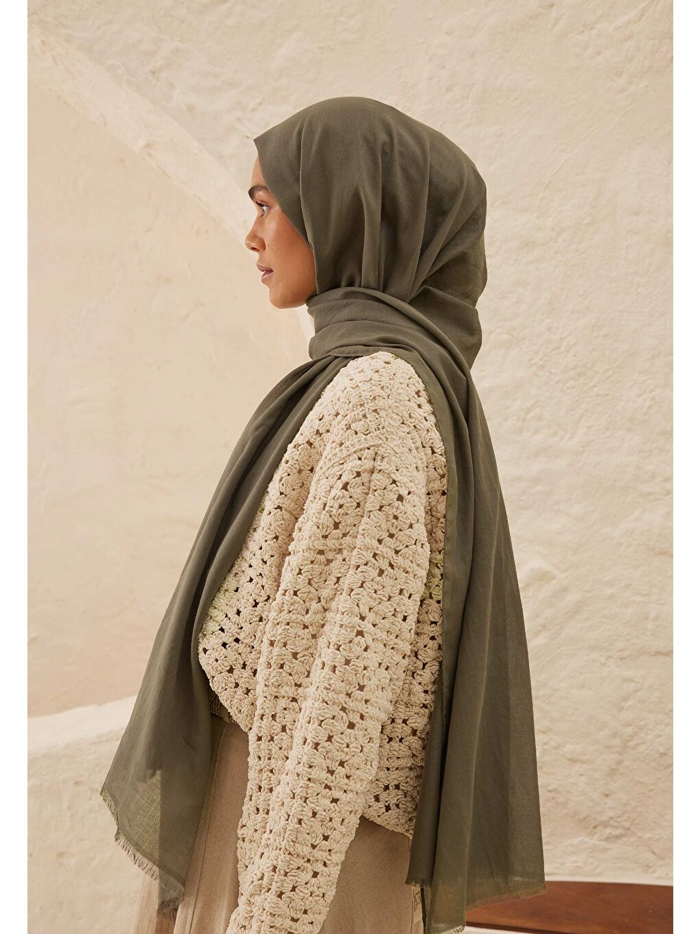 İnce Pamuk Vual Şal Tozlu Gri-3