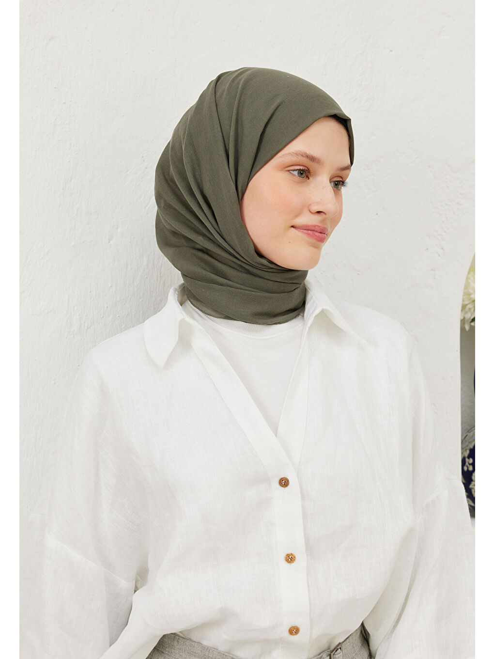 İnce Pamuk Vual Şal Tozlu Gri-4