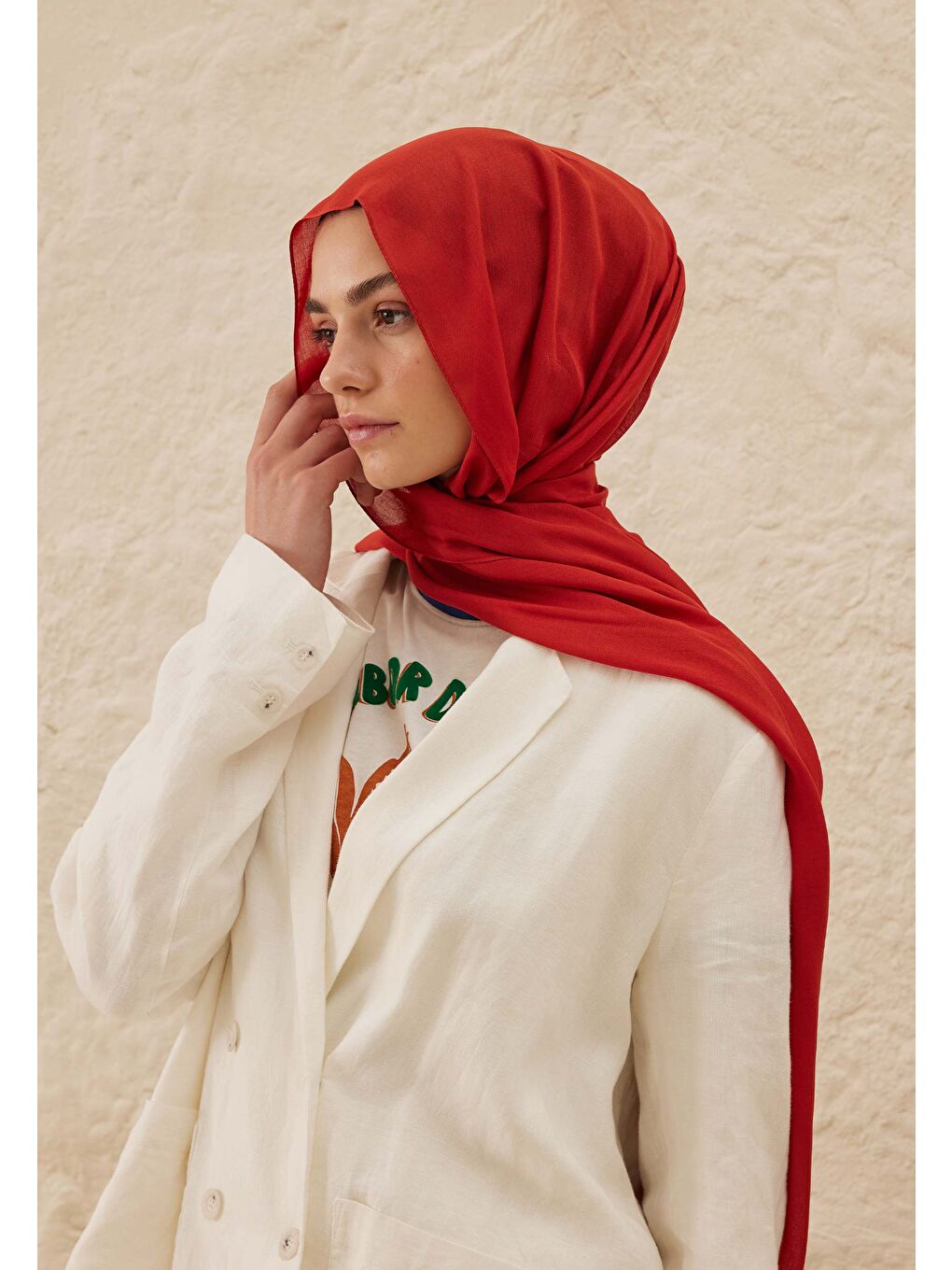 Rami Viskon Şal Kırmızı