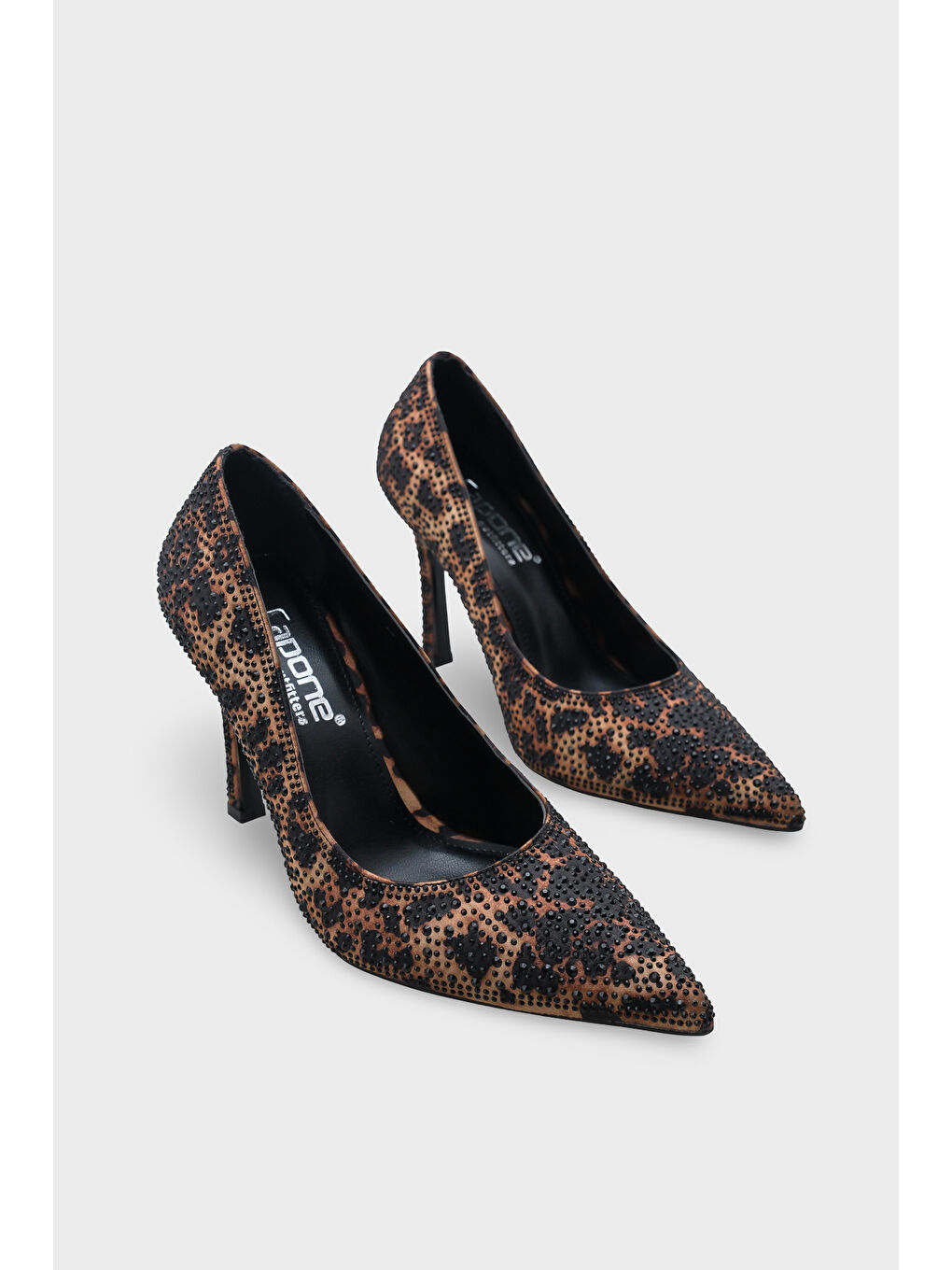 Kahverengi Neely Taşlı Orta Topuklu Saten Abiye Stiletto-2