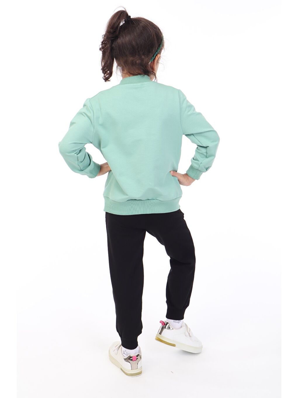 Yeşil Kız Çocuk 3lü Baskılı Eşofman Takım-1