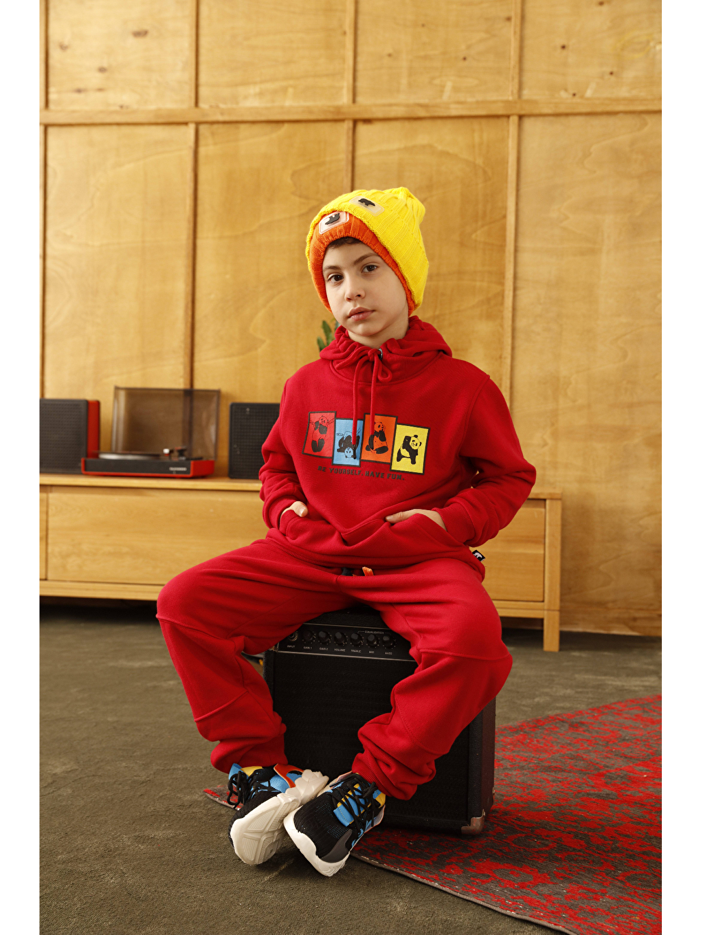 Bad Bear Kırmızı Fun Crewneck Kids Crimson Red Kırmızı Kapüşonlu Baskılı Çocuk Sweatshirt