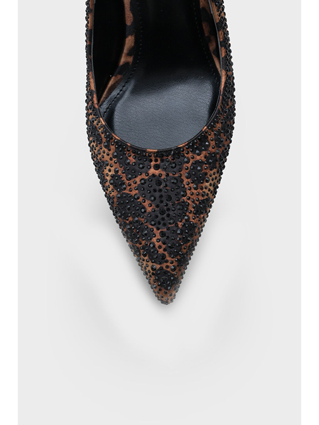 Kahverengi Neely Taşlı Orta Topuklu Saten Abiye Stiletto-3