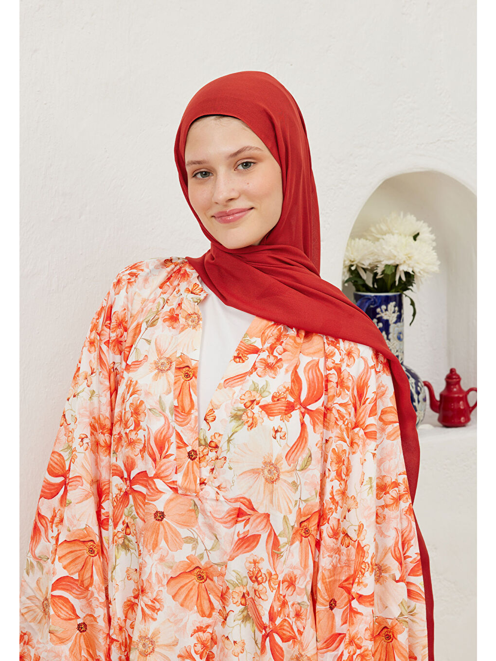 Rami Viskon Şal Kırmızı-4