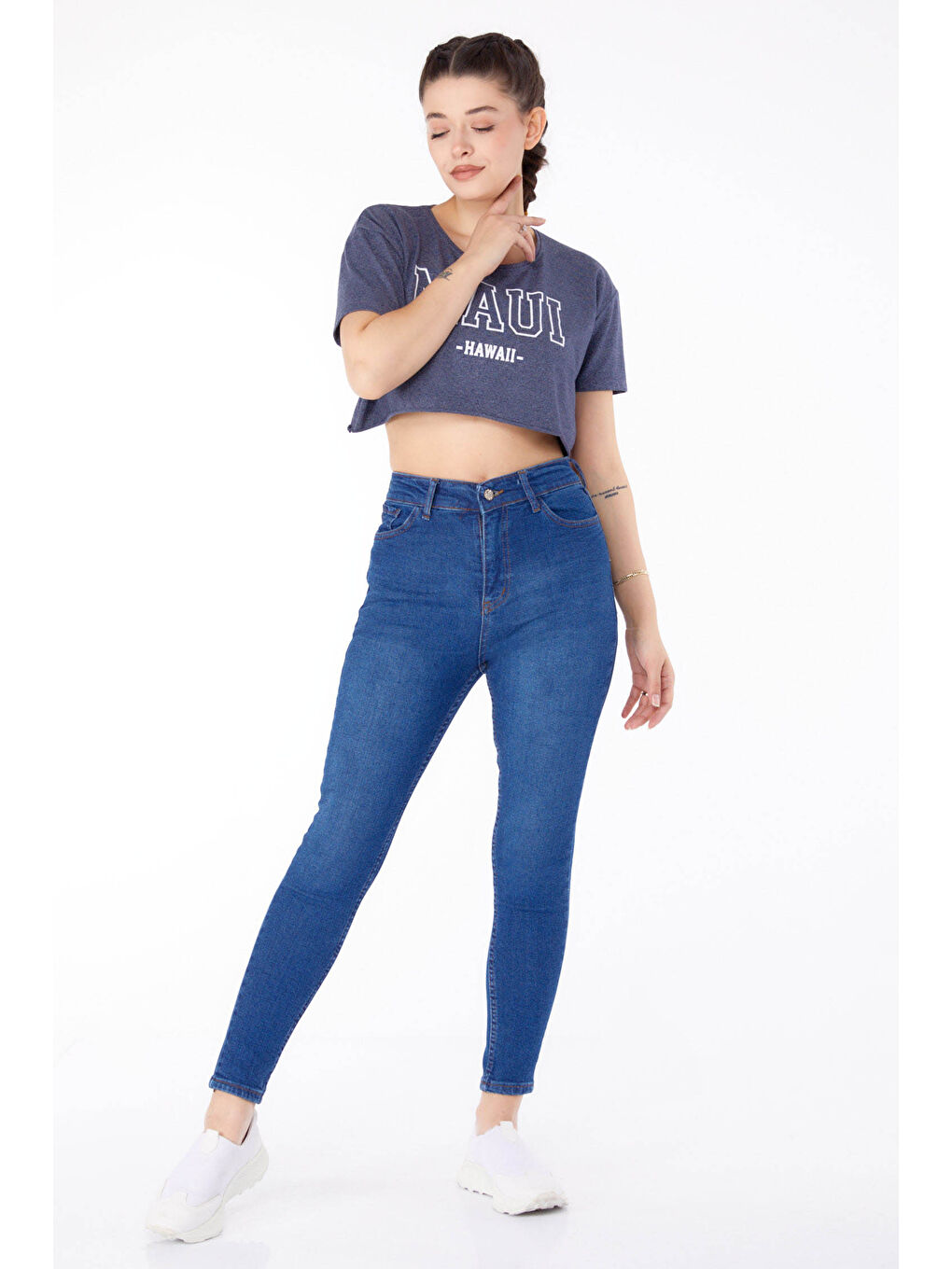 Yüksel Bel Sıknıy Jean Pantolon Koyu Mavi   25180-1