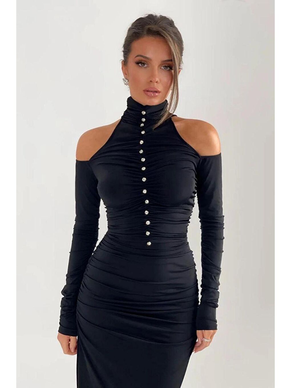 Siyah Beyoğlu Cakımlı Elbıse