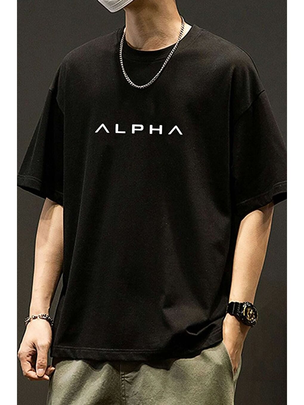 uyguntarz Siyah Unisex Alpha Baskılı T-shirt