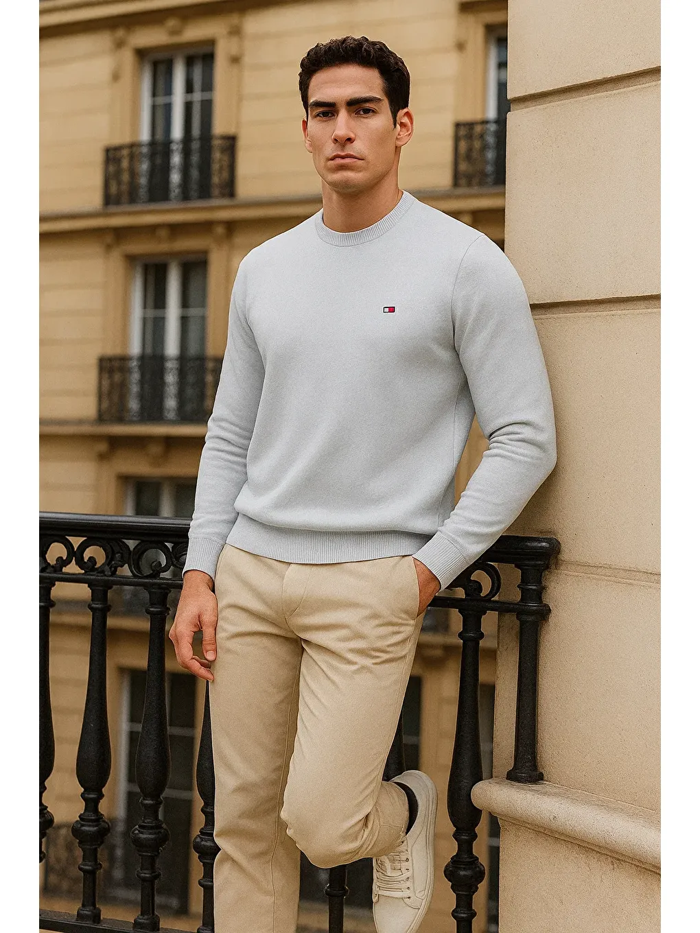 Erkek Kışlık Günlük Bisiklet Yaka Beyaz Kazak-5