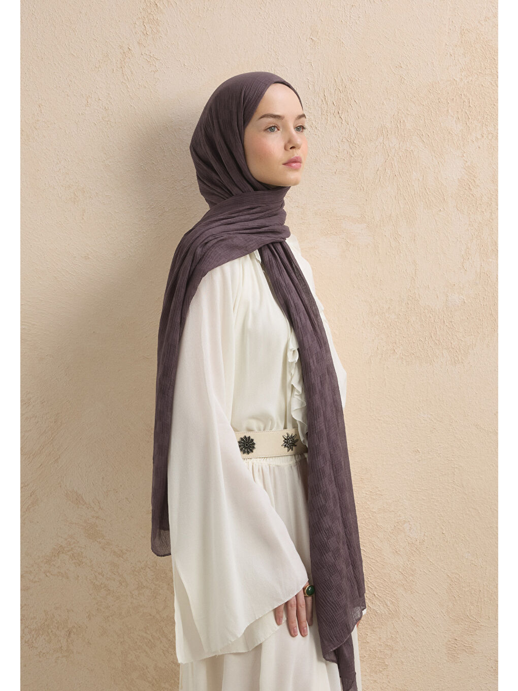 Lila Modal Damalı Şal Leylak