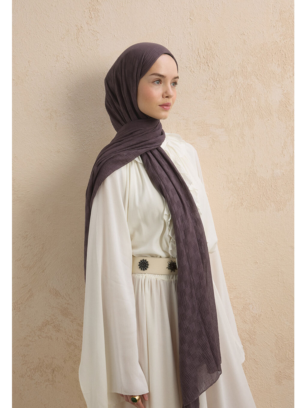 Lila Modal Damalı Şal Leylak-2