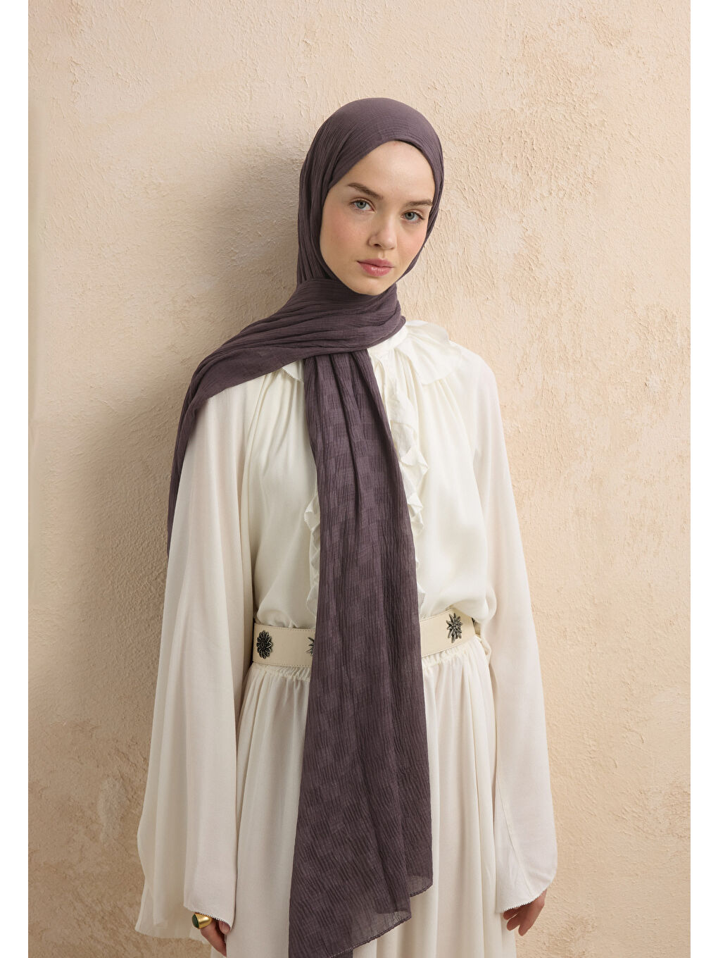 Lila Modal Damalı Şal Leylak-3